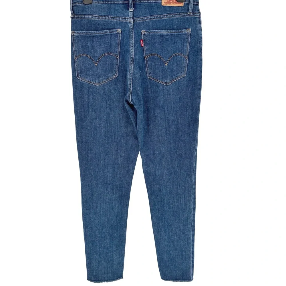 Levis 721 High Rise Skinny Jeans Womens 29 Medium Wash Blue Raw Hem